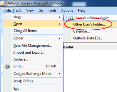 Open Other Users Folder Outlook 2007